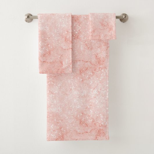 Elegant chique roze rosé kwarts glitter marmer bad handdoek (Insitu)