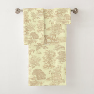 Elegant chique rustiek paard beige crème toilet bad handdoek