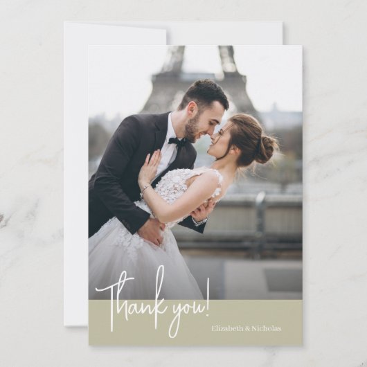 Elegant chique salie groene bruiloft bedankkaart (Voorkant)
