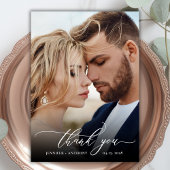 Elegant chique script 2 foto bruiloft dank u kaart