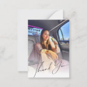 Elegant chique script Bedankt afstuderen 2 foto's Notitiekaartje (Voorkant)