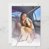 Elegant chique script Bedankt afstuderen 2 foto's Notitiekaartje (Voorkant)