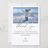 Elegant chique script Bedankt afstuderen 2 foto's Notitiekaartje (Achterkant)