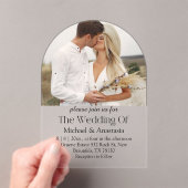 Elegant chique script Boho Arch foto bruiloft boog Acryl Uitnodigingen (Insitu (Draagbaar))