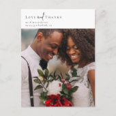 Elegant chique script bruiloft foto dank u briefkaart (Voorkant)