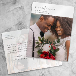 Elegant chique script bruiloft foto dank u briefkaart