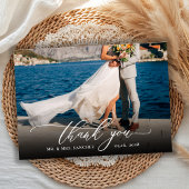 Elegant chique script foto bruiloft dank u kaart