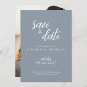 Elegant chique script foto bruiloft Sla de datum o Kaart (Voorkant / Achterkant)