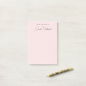Elegant Chique Script Naam Blush Roze Gepersonalis Post-it® Notes (Op bureau)