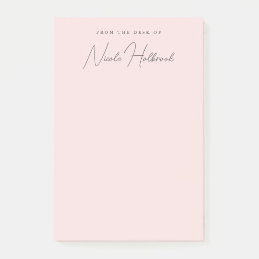 Elegant Chique Script Naam Blush Roze Gepersonalis Post-it® Notes (Voorkant)