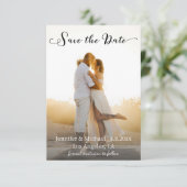 Elegant chique script vervaagde foto bruiloft save the date (Staand voorkant)