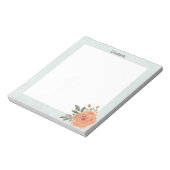 Elegant chique Sinaasappel Waterverf Floral gepers Notitieblok (Linkerzijde)