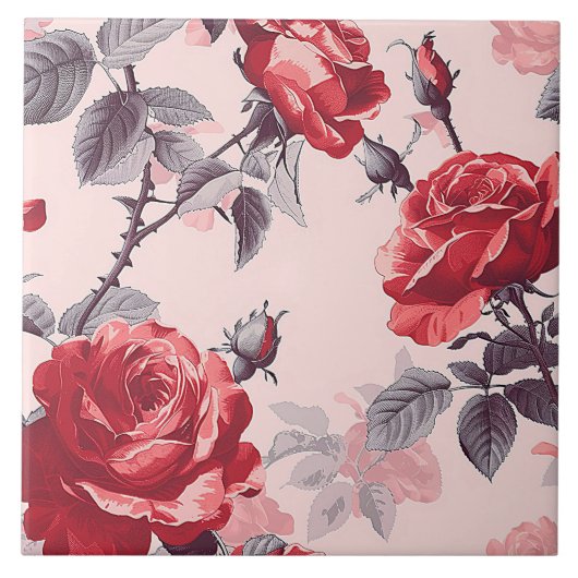 Elegant chique stijlvolle meisjesbloemen Roos tren Tegeltje (Voorkant)