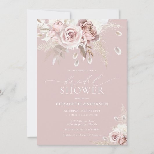 Elegant chique stoffig Roos bloemig Vrijgezellenfe Kaart (Voorkant)