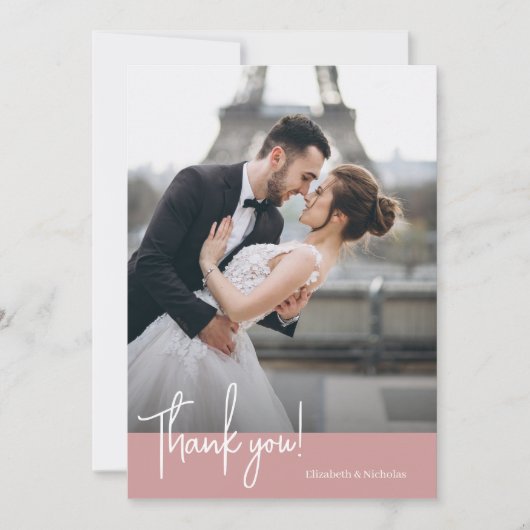 Elegant chique stoffige Roos bruiloft Bedankkaart (Voorkant)