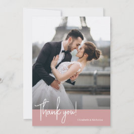 Elegant chique stoffige Roos bruiloft Bedankkaart