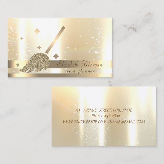 Elegant, chique, strepen, lichtgevende glitter bez visitekaartje (Voorkant / Achterkant)