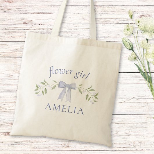 Elegant chique strik bloemig gepersonaliseerd Bloe Tote Bag