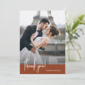 Elegant chique terracotta bruiloft bedankkaart (Staand voorkant)