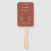 Elegant chique terracotta bruiloft ceremonie progr handwaaier (Voorkant)