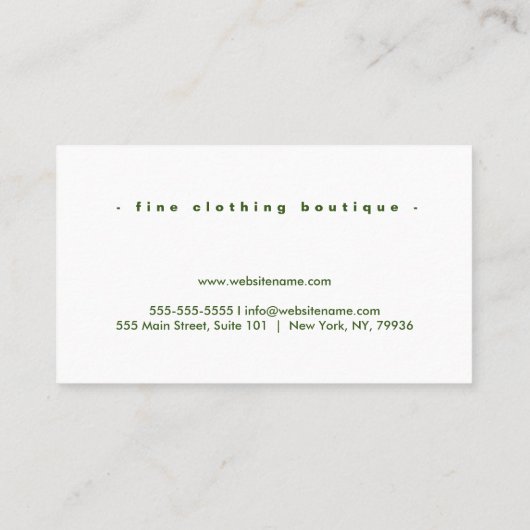 Elegant chique tropisch groen blad visitekaartje (Achterkant)