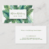 Elegant chique tropisch groen blad visitekaartje (Voorkant / Achterkant)