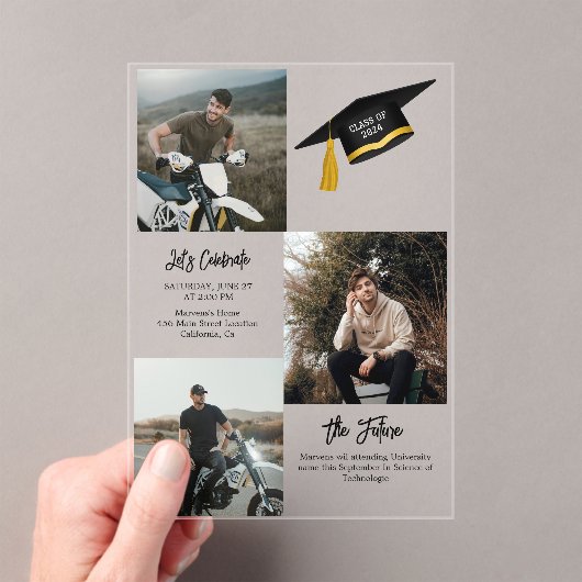 Elegant chique typografie afstudeerfeest acryl uitnodigingen (Insitu (Draagbaar))