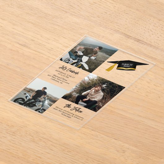 Elegant chique typografie afstudeerfeest acryl uitnodigingen (Laagn)