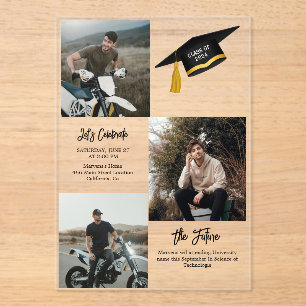 Elegant chique typografie afstudeerfeest acryl uitnodigingen