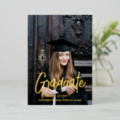 Elegant chique typografie afstudeerfeest folie uitnodiging (Staand Voorkant)