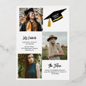 Elegant chique typografie afstudeerfeest folie uitnodiging (Achterkant)