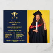 Elegant chique typografie verpleegkundige afstudee folie uitnodiging (Voorkant)