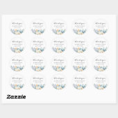 Elegant chique vanille blauw bloemig dank u ronde sticker (Vel)