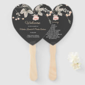 Elegant chique waterverf bloemenbruiloft programma handwaaier (Voorkant en achterkant)