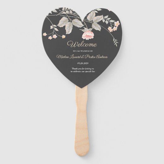 Elegant chique waterverf bloemenbruiloft programma handwaaier (Voorkant)