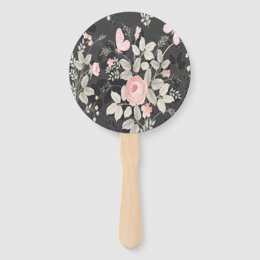 Elegant chique waterverf bloemenbruiloft programma handwaaier (Achterkant)