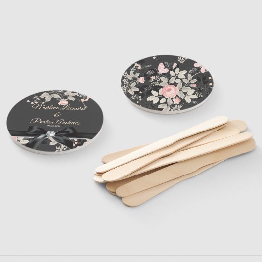 Elegant chique waterverf bloemenbruiloft programma handwaaier (Niet-gemonteerd)