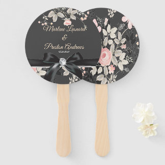 Elegant chique waterverf bloemenbruiloft programma handwaaier