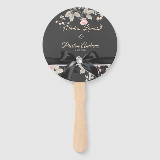 Elegant chique waterverf bloemenbruiloft programma handwaaier (Voorkant)