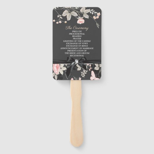 Elegant chique waterverf bloemenbruiloft programma handwaaier (Achterkant)