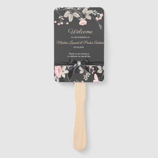 Elegant chique waterverf bloemenbruiloft programma handwaaier (Voorkant)