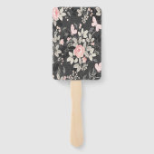 Elegant chique waterverf bloemenbruiloft programma handwaaier (Achterkant)