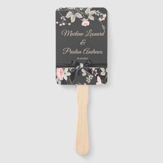 Elegant chique waterverf bloemenbruiloft programma handwaaier (Voorkant)