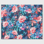 Elegant chique Waterverf bloemenverjaardag marineb Cadeaupapier (Vlak)