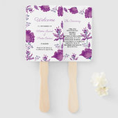 Elegant chique Waterverf Paarse bruiloft programma Handwaaier (Voorkant en achterkant)