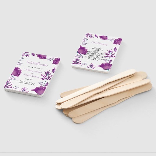 Elegant chique Waterverf Paarse bruiloft programma Handwaaier