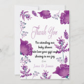 Elegant chique Waterverf Paarse Royal dank u Kaart (Voorkant)
