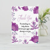 Elegant chique Waterverf Paarse Royal dank u Kaart (Staand voorkant)