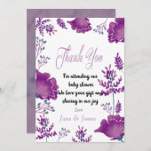 Elegant chique Waterverf Paarse Royal dank u Kaart (Voorkant / Achterkant)