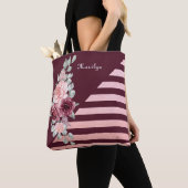Elegant chique Waterverf Roos roze bordeaux bloemi Tote Bag (Dichtbij)